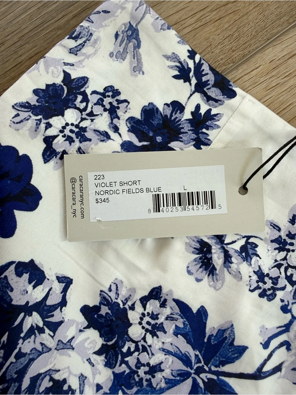 Cara Cara White & Blue Floral High-Rise Shorts